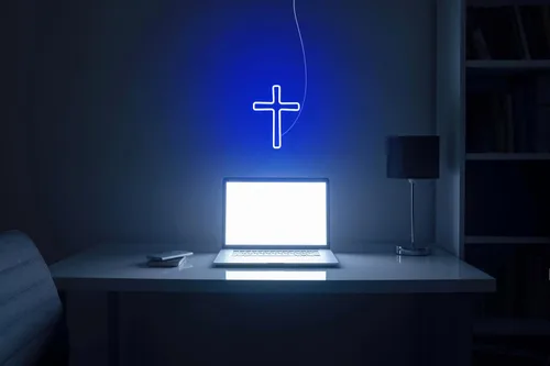Vista 5 de ADVPRO Cruz Jesús Decoración Para El Hogar Flex Silicona LED Neon Sign - Azul - st16s33-fnu0059-b