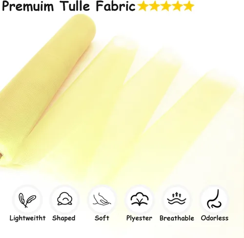 Vista 2 de Rollos de tela de tul, 54 pulgadas por 10 yardas (30 pies), cinta de tul para decoración de fiestas de boda, rollo de tela transparente en bobina