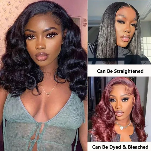 Vista 4 de Peluca de cabello humano ondulado con encaje frontal HD de 5 x 5 para mujeres negras, sin pegamento