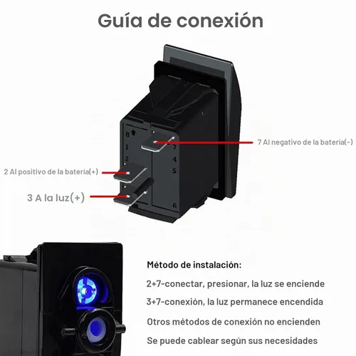 Vista 6 de Interruptor basculante marino de 3 pines para coche y barco 12V 24V encendido/apagado impermeable con LED azul SPST