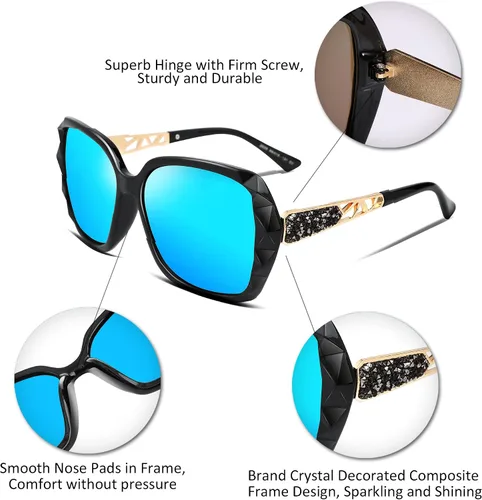 Vista 48 de FEISEDY - gafas de sol polarizadas para mujer, marco compuesto brillante B2289