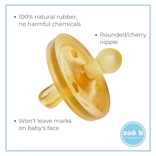 Vista 5 de Simply Rubber - Chupetes de goma – Pezón más corto (menos náuseas) – Pequeños recién nacidos (0 – 6 meses) – Bebés amamantados – Redondeado/Cereza