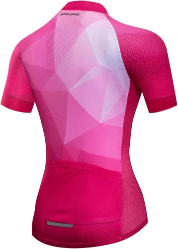 Vista 2 de Maillot de ciclismo para mujer, manga corta y babero de verano acolchado