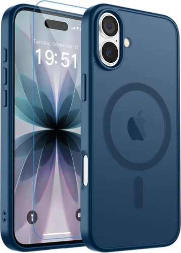 Vista 58 de zapica Funda magnética para iPhone Air, con protector de pantalla de vidrio templado, compatible con MagSafe, translúcida mate, a prueba de golpes