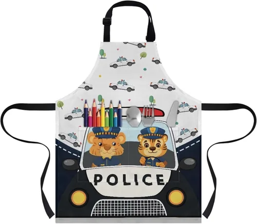 Vista 15 de Cozeyat Delantales de cocina para niños y niñas, delantales de pintura con bolsillos, delantales ligeros con correa ajustable