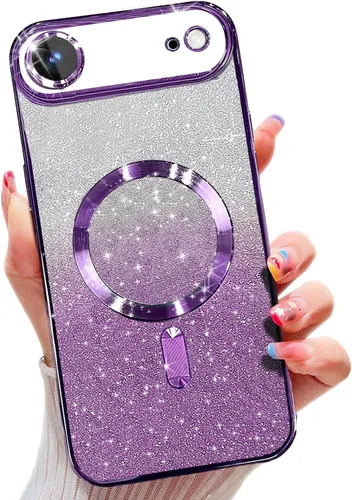 Vista 62 de Misscase Funda magnética compatible con iPhone 14 Pro con purpurina y protector de lente de cámara, protección completa, compatible con MagSafe Negro