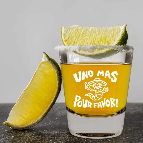 Vista 2 de LitGifts Diseño Uno Mas Por Favor - Divertidos vasos de chupito para adultos, regalos de tequila para hombres o mujeres, cosas divertidas e