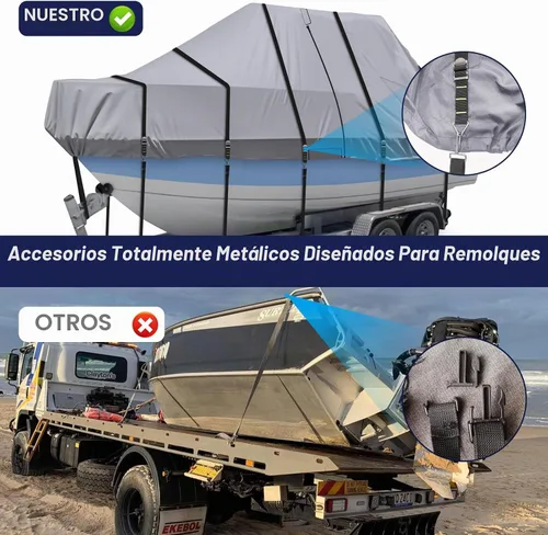 Vista 2 de Cubierta para Barco con Techo en T 900D - Cubierta para Barco de Consola Central de Servicio Pesado Resistente al Agua y Remolcable que se Ajusta a