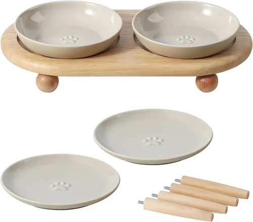 Vista 17 de Havniva Cuencos elevados para gatos, juego de cuencos de comida y agua para Blanco