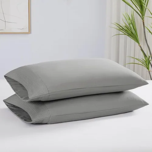 Vista 77 de Southshore Fine Linens® - Vilano® Springs - Par de fundas de almohada plisadas, color negro, estándar (Queen)