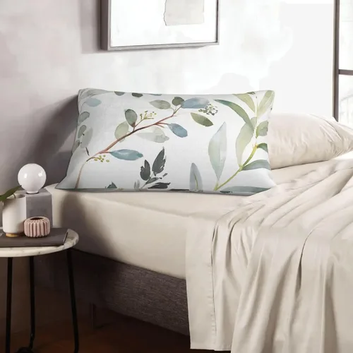 Vista 8 de Funda de almohada de hoja de planta verde, funda de almohada suave de 14 x 20 pulgadas, duradera, de fácil cuidado, decorativas, fundas protectoras
