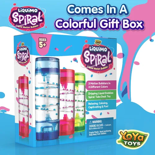 Vista 7 de YoYa Toys Liquimo Spiral - Liquid Motion Bubbler (paquete de 3) - Temporizador líquido de reloj de arena para niños y adultos - Juguetes