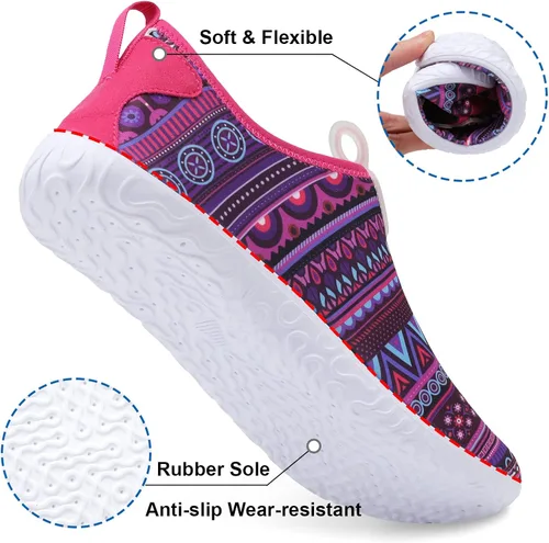 Vista 5 de Fires Zapatos de agua para mujeres y hombres, de secado rápido, calcetines de agua descalzos, transpirables, para senderismo, natación, playa, surf
