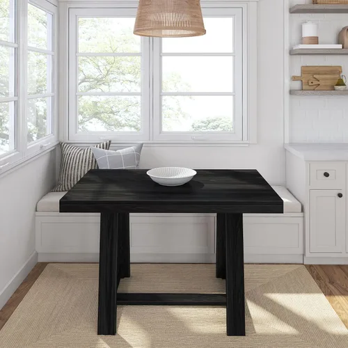 Vista 2 de Plank+Beam - Mesa de comedor de 48 pulgadas estilo granja, mesa de cocina rústica de madera maciza, mesa de comedor para el comedor, mobiliario