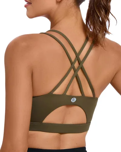 Vista 165 de Brasieres deportivos para mujer, con relleno, tipo camiseta sin mangas, sexis, con espalda cruzada, de alto impacto, largos, ideales para practicar