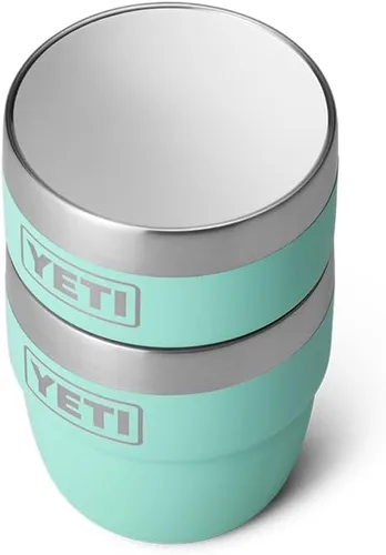 Vista 7 de YETI Rambler - Vaso apilable de 4 onzas, acero inoxidable, taza de café/espresso aislada al vacío, 2 unidades Verde mar