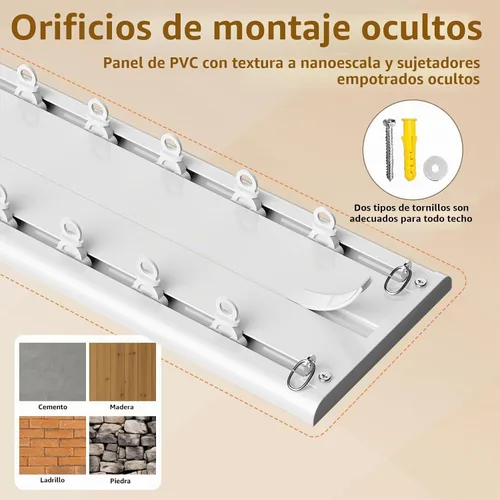 Vista 7 de Soporte de techo de cortina de doble hilera, silencioso, resistente, de aluminio, para cortinas, divisor de habitaciones, sistema de rieles