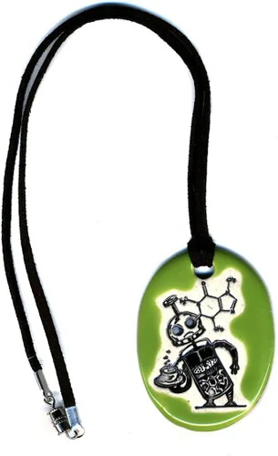 Vista 2 de Caffeine Bot Ceramic Pendant Necklace In Lime Green