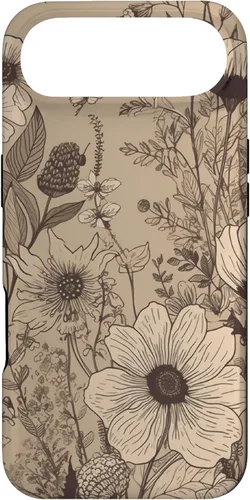Vista 26 de Funda para iPhone 12 Pro Max Beige Tan Wildflower Floral Minimal Flower Boho