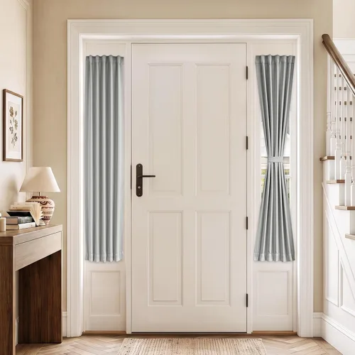 Vista 100 de Vatge Cortinas laterales autoadhesivas para puertas de cristal, sin taladro, extraíble, panel de filtrado de luz, 1 panel, 12 pulgadas de ancho x 60