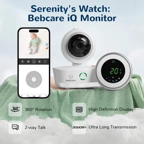 Vista 8 de Bebcare iQ - Monitor inteligente HD para bebés: video Full HD 1080p, panorámica e inclinación, sensor de temperatura, alerta de movimiento y sonido