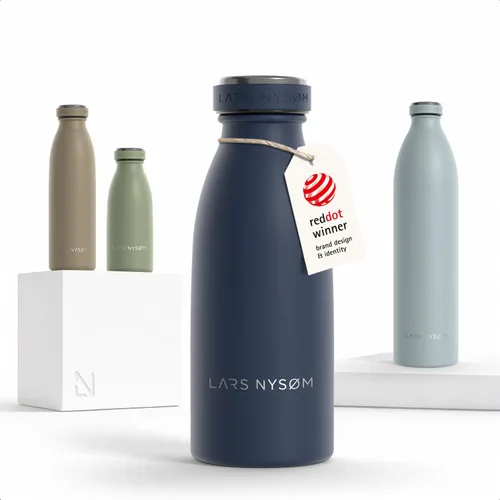 Vista 104 de LARS NYSØM Botella de agua aislada de acero inoxidable de 12 onzas, 17 onzas, 25 onzas, 34 onzas, 51 onzas, frasco térmico aislado para bebidas
