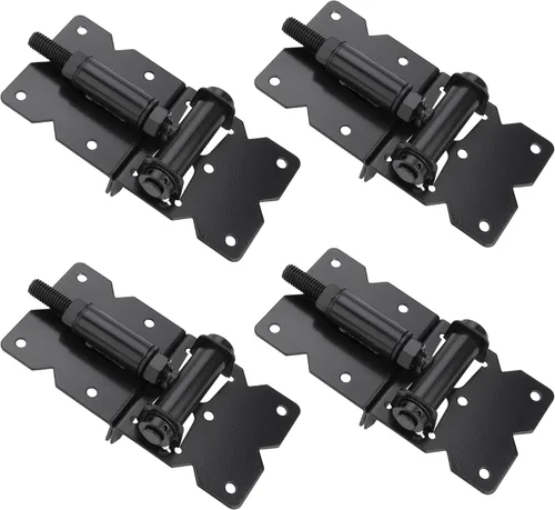Vista 7 de Bisagras de puerta de cierre automático, accesorios ajustables y resistentes, kit de bisagras de puerta de 90 grados para madera/vinilo/metal/valla