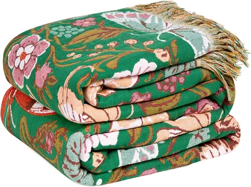 Vista 19 de LUTBM Manta bohemia para sofá de 50 x 60 pulgadas, 100% algodón, suave Animal-pájaro-a