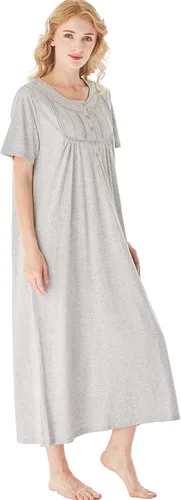 Vista 7 de Keyocean - Camisón de manga corta para mujer, 100 % algodón, suave, cómodo, ligero, con encaje, para verano, ropa de dormir