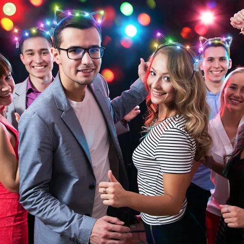 Vista 5 de 40 diademas LED con orejas de gato para mujeres, niñas, adultos, niños, cumpleaños, festival, concierto, fiesta, disfraces, accesorios