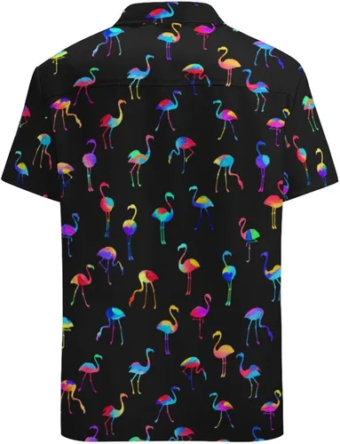 Vista 2 de MEIMLY Camisas de animales para hombre, camisa hawaiana con botones, camisa de playa con botones, camisa de manga corta para verano