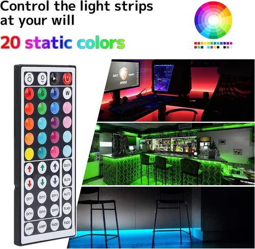 Vista 11 de Control remoto de luces LED, control remoto inalámbrico IR de 44 teclas con conector RGB de 1 puerto para luces de tira LED SMD3528 5050