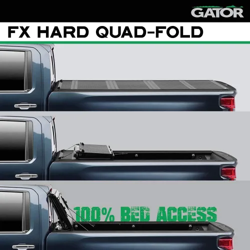 Vista 2 de Gator FX Hard Quad-Fold Cubierta dura para plataforma de camioneta 8828227 para Dodge Ram 1500 2019-2025 sin RamBox, no compatible