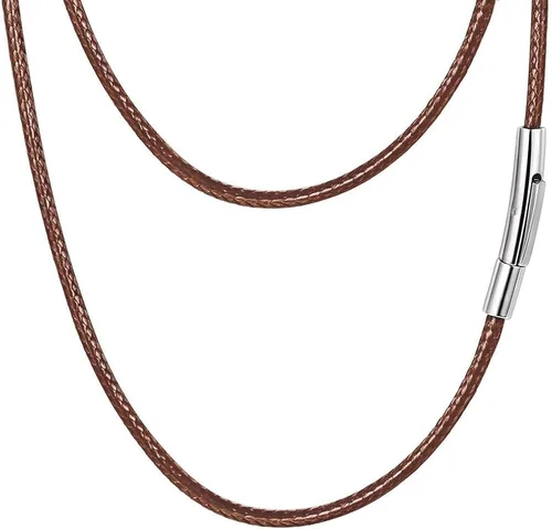 Vista 18 de PROSTEEL Collar de cuero impermeable para hombre, 0.079 in/0.118 in, 16 a 30 pulgadas, con cierre de acero inoxidable, cadena de bricolaje