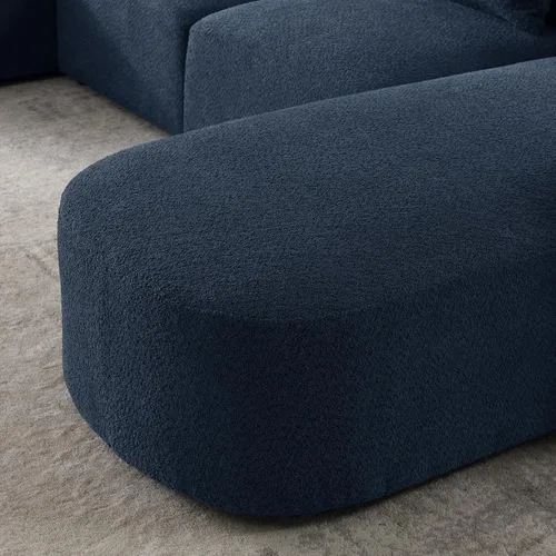Vista 29 de Quarte Sofá seccional en forma de U, sofá modular con dos asientos individuales, dos sillas, combinación de bricolaje, tela de hilo en bucle Beige/5