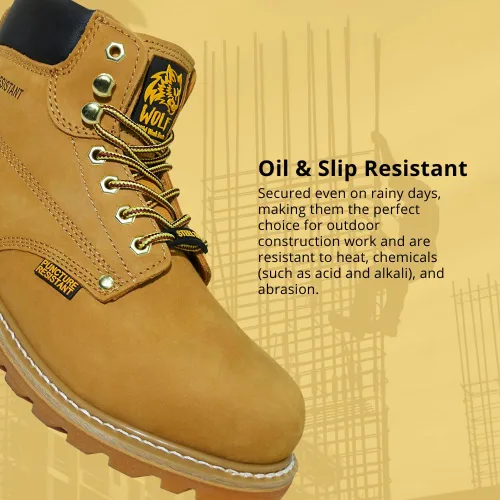 Vista 5 de Wolf Work Boot 100% Genuine Upper Leather Oil, Impact, Abrasion Resistant Electrical Hazards Non-Slip Rubber Sole Steel Toe Padded