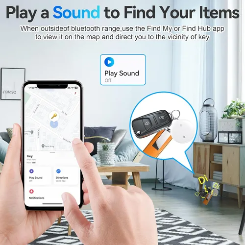 Vista 3 de Etiquetas de seguimiento de aire para Android o iOS, etiquetas inteligentes de aire de doble sistema, paquete de 4, compatibles con iOS Find My