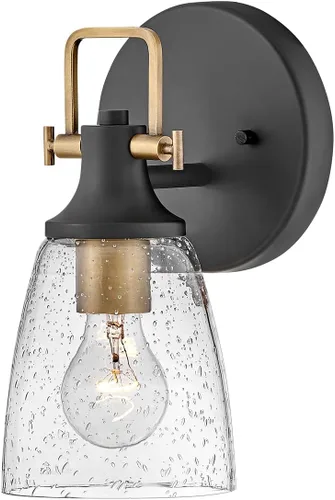 Vista 14 de Hinkley Easton 51270PN - Accesorio de tocador de baño de una sola luz, industrial moderno, pantalla de vidrio transparente, se monta hacia arriba