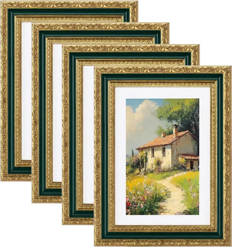 Vista 12 de eletecpro 8x10 Vintage Picture Frame, Glass Cover, Gold, 4-Pack Dorado