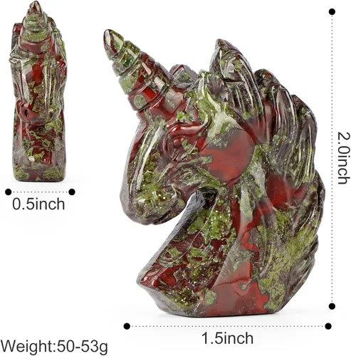 Vista 3 de Artistone Estatua de piedra preciosa de cristal de unicornio de 2 pulgadas, colección de esculturas tallada a mano con piedra curativa de Reiki