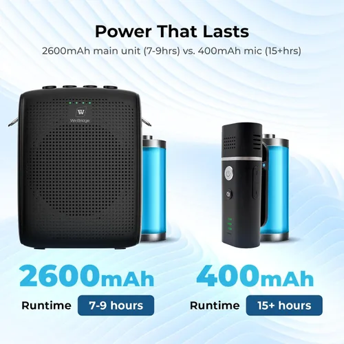 Vista 5 de WinBridge - Amplificador de voz portátil con micrófono Bluetooth Lavalier, micrófono de profesor con altavoz, amplificador de solapa inalámbrico