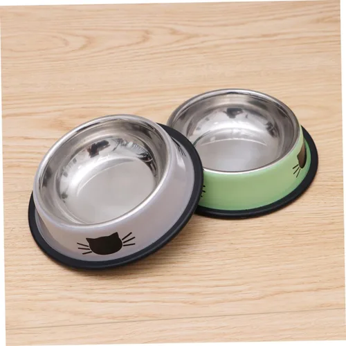 Vista 4 de ABOOFAN Tazón de agua para gatos de acero inoxidable para gatos, apto para bigotes, juego de 2 piezas