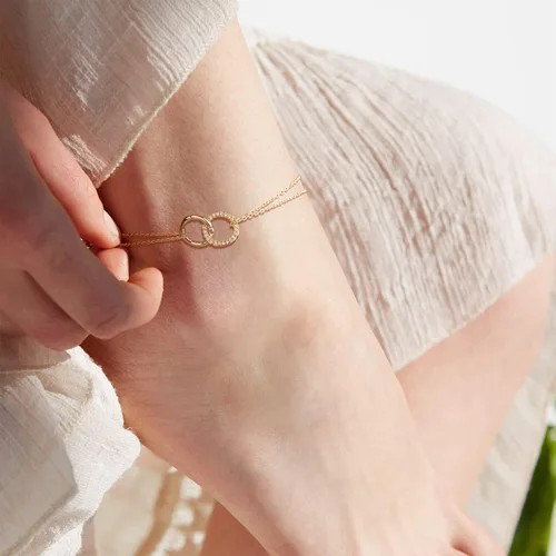 Vista 3 de MEVECCO Women Dainty Gold Anklet for Women,14K Gold Plated Cubic Zircon Boho Beach Jewelry Delicate Cute Audjustable Chain Ankle for Women