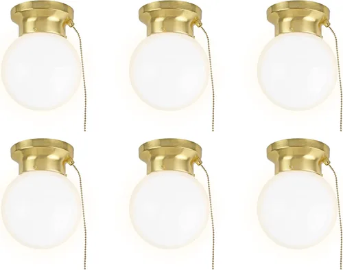 Vista 8 de Ultralux Montaje empotrado de vidrio LED utilitario de 6 pulgadas con cadena de tracción, lámpara de globo - 500 lúmenes 3000K lámpara para armario