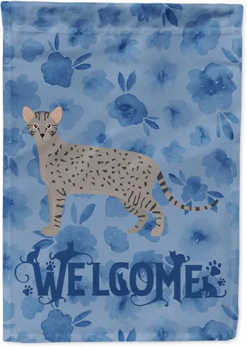 Vista 93 de Caroline's Treasures CK4813CHF - Bandera de bienvenida con gato abisinio azul, manga grande, para porche, para colgar en la pared, poliéster