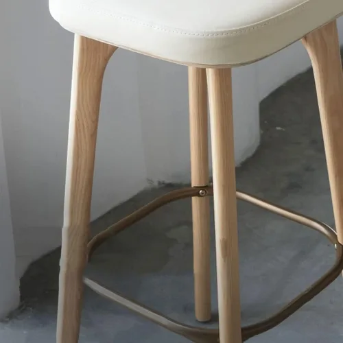 Vista 5 de Tall Bar Stools Solid Wood High Stool PU Leather with Backrest Bar Stool Home Kitchen Restaurant Office Chair Leisure Cafe Bar Stool Kitchen Counter