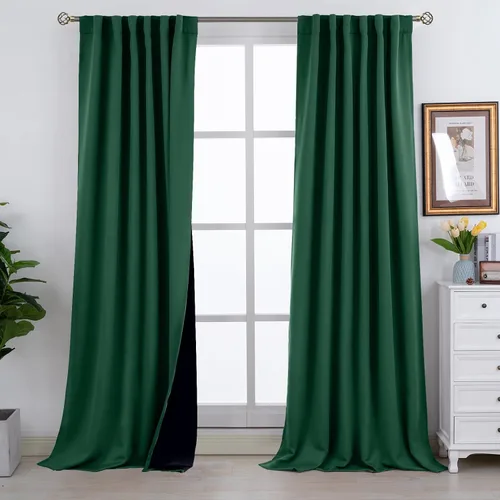 Vista 74 de BGment Cortinas 100% opacas beige de 63 pulgadas de largo con forro aislante térmico, bolsillo para varilla y lengüeta trasera de doble capa