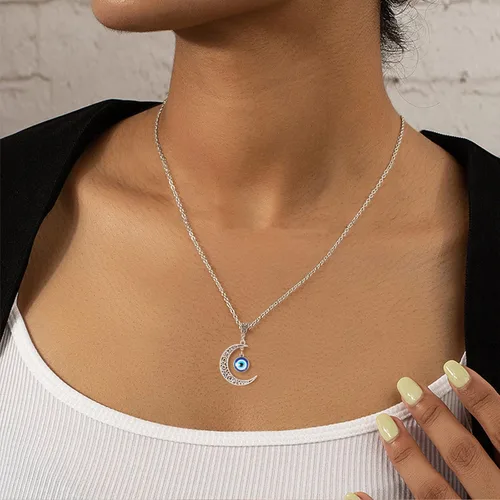 Vista 5 de VIBILIA Collar contra el mal de ojo colgante de sol turco azul protección de ojos collares de la suerte regalos de joyería para hombres mujeres