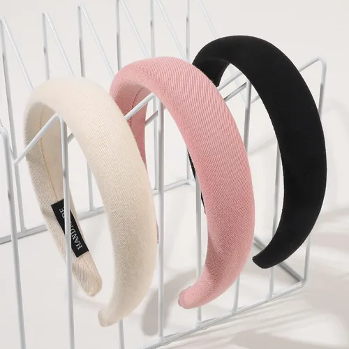 Vista 2 de Ivyu Diademas acolchadas para mujer, 3 piezas de diademas para mujer de moda, bandas para el cabello, diadema neutra hinchada 3Color básico