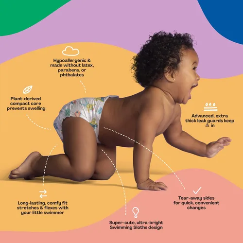 Vista 5 de Hello Bello Pañales de natación de alta calidad asequibles hipoalergénicos y ecológicos desechables para bebés y niños talla S talla 3 diseño